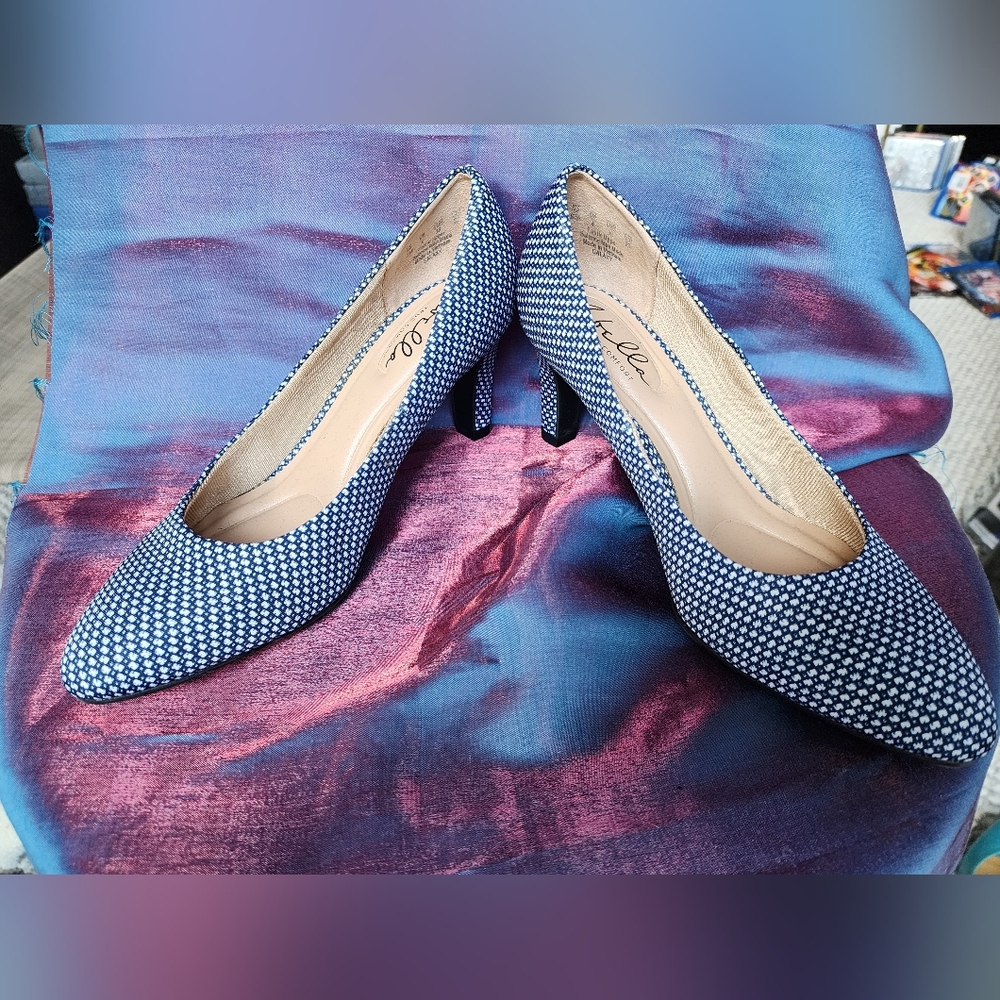 Abella Navy Patterned Women's Low Heels